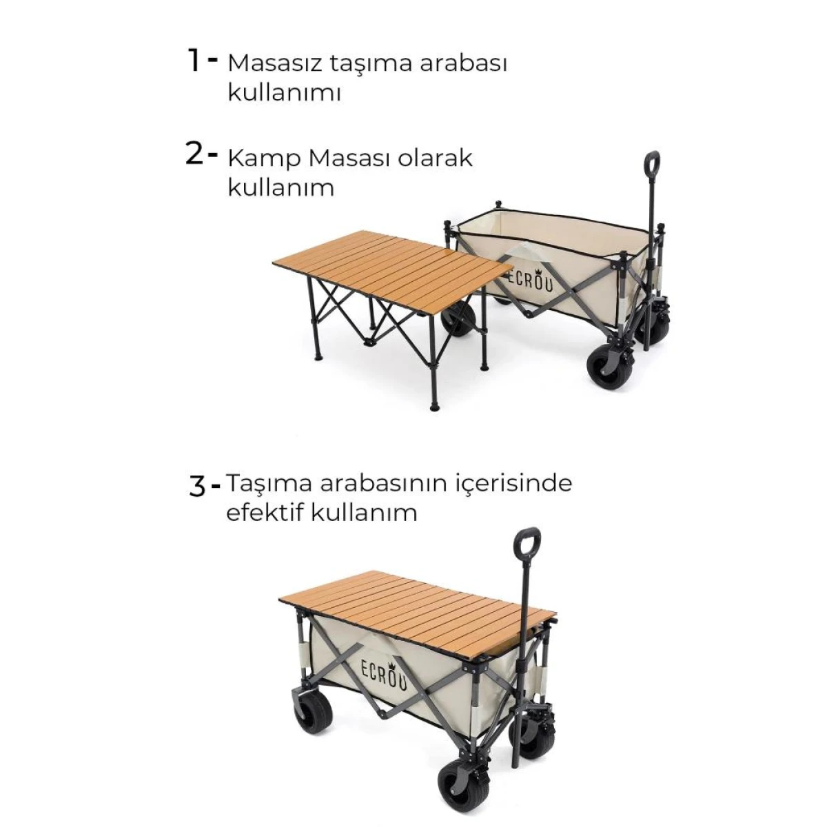Ecrou Masalı Katlanır Vagon Taşıma Arabası Bej