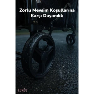 Ecrou Güneş Tenteli Vagon Taşıma Arabası Siyah