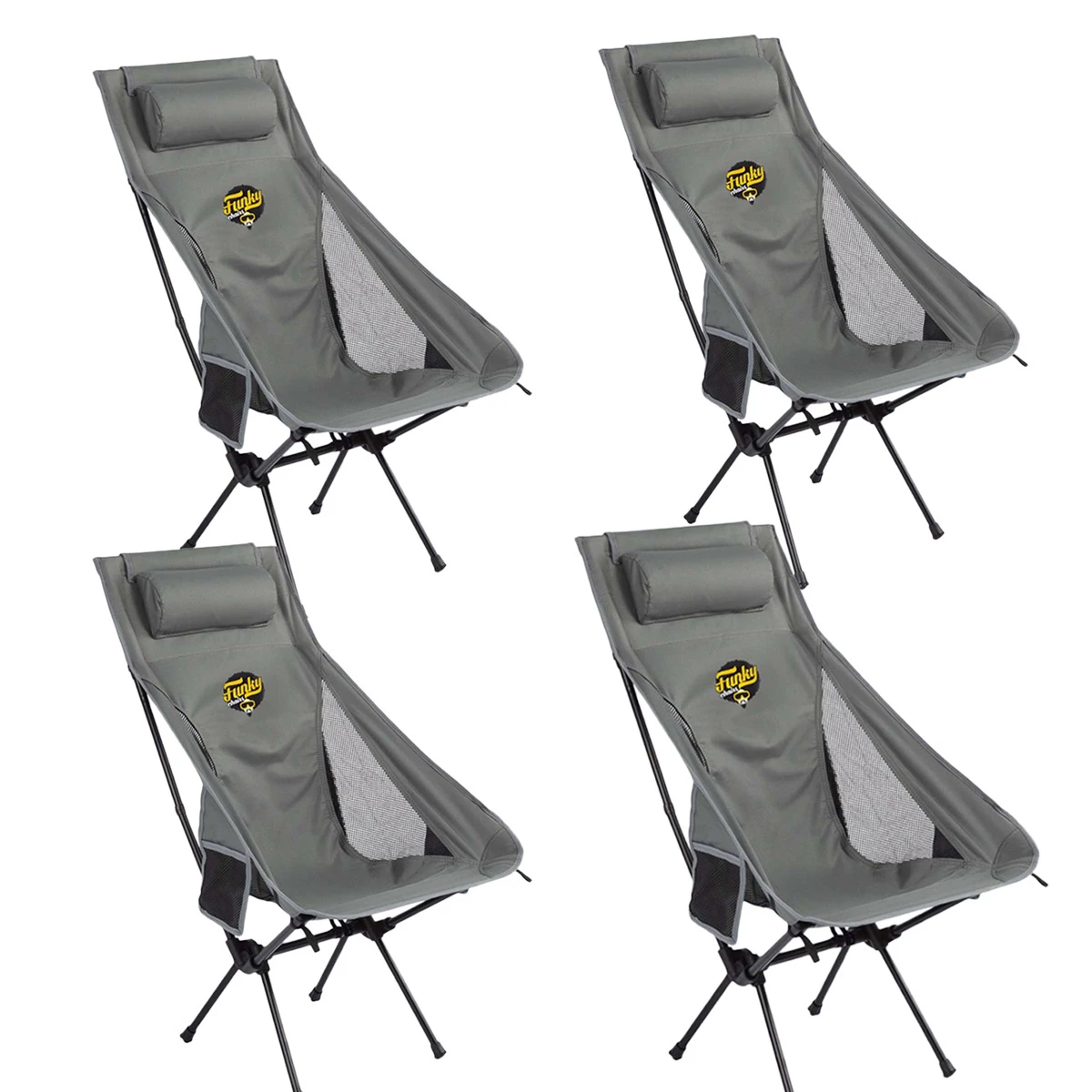 FUNKY CHAIRS Sky Ultralight Katlanabilir Kamp Sandalyesi - Gri Renk (4 Adet)