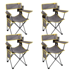 FUNKY CHAIRS Camper Katlanabilir Kamp Piknik Sandalyesi - Gri/Sarı (4 Adet)