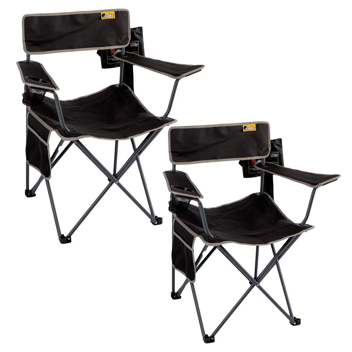FUNKY CHAIRS Camper Katlanabilir Kamp Piknik Sandalyesi - Siyah (2 Adet)