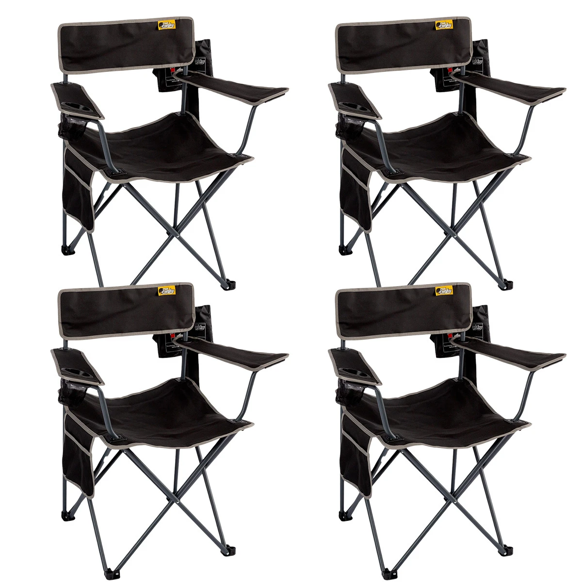 FUNKY CHAIRS Camper Katlanabilir Kamp Piknik Sandalyesi - Siyah (4 Adet)