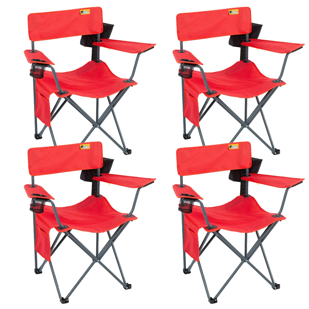 FUNKY CHAIRS Camper Katlanabilir Kamp Piknik Sandalyesi - Kırmızı (4 Adet)