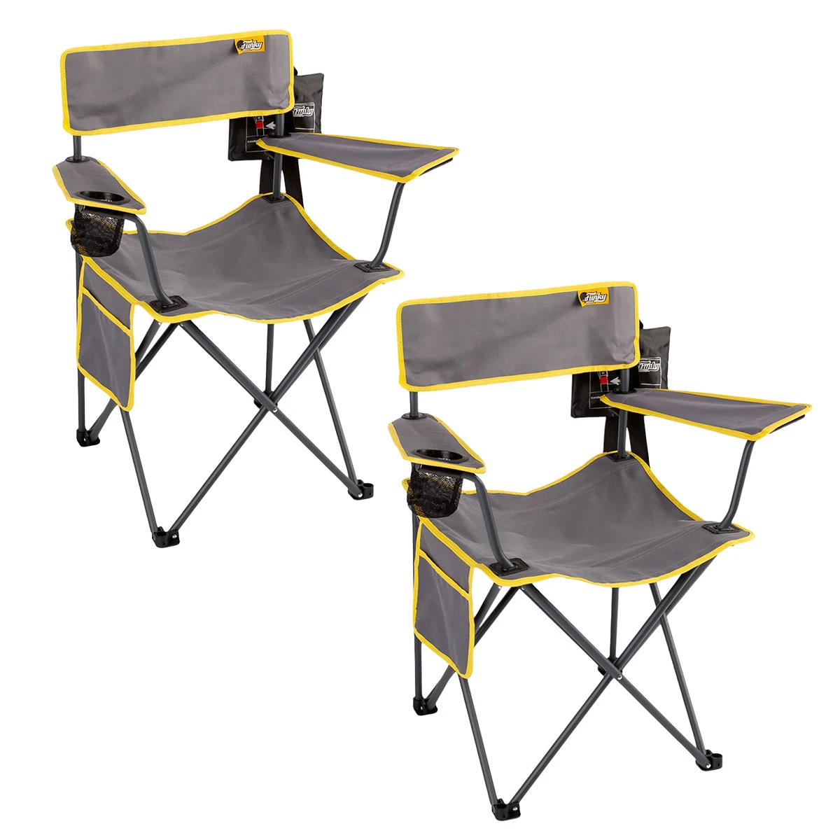 FUNKY CHAIRS Camper Katlanabilir Kamp Piknik Sandalyesi - Gri/Sarı (2 Adet)