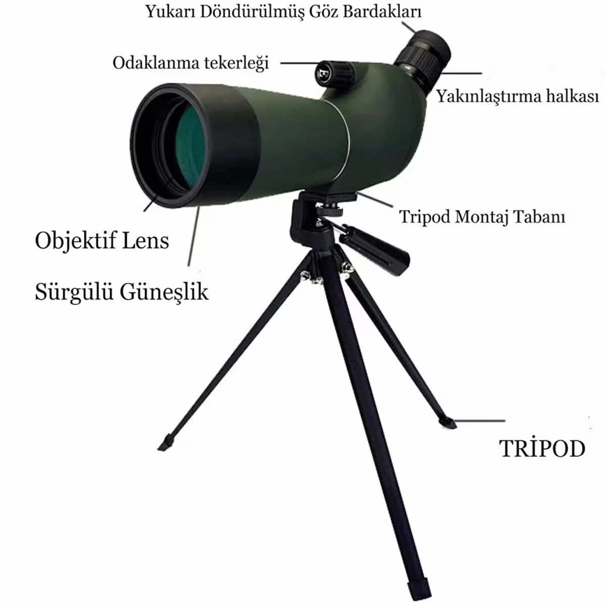 25 - 75X70 Zoom Monoküler Gece Görüşlü Su Geçirmez Teleskop Dürbün
