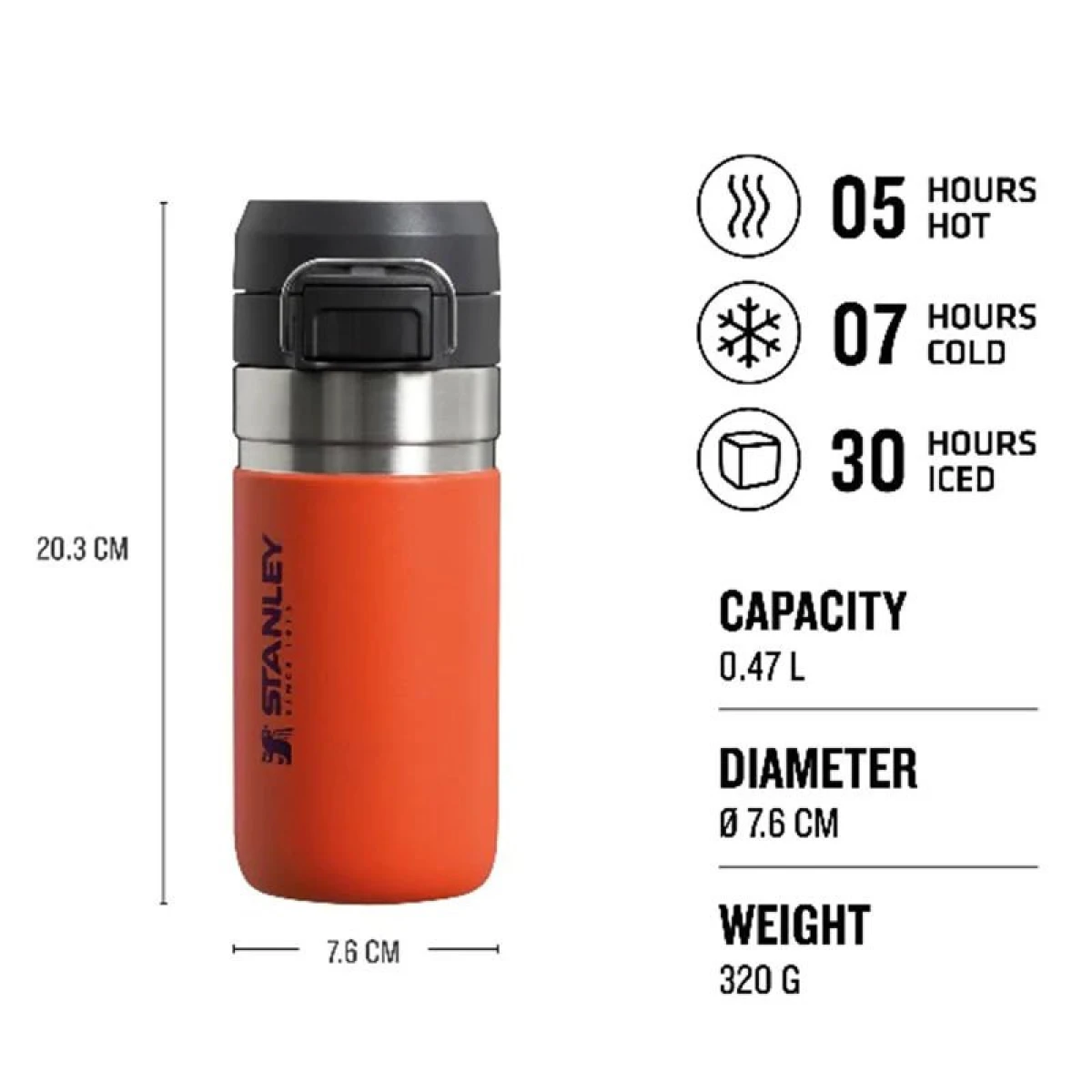 STANLEY The Quick Flip Paslanmaz Çelik Termos 0.47 LT - Turuncu