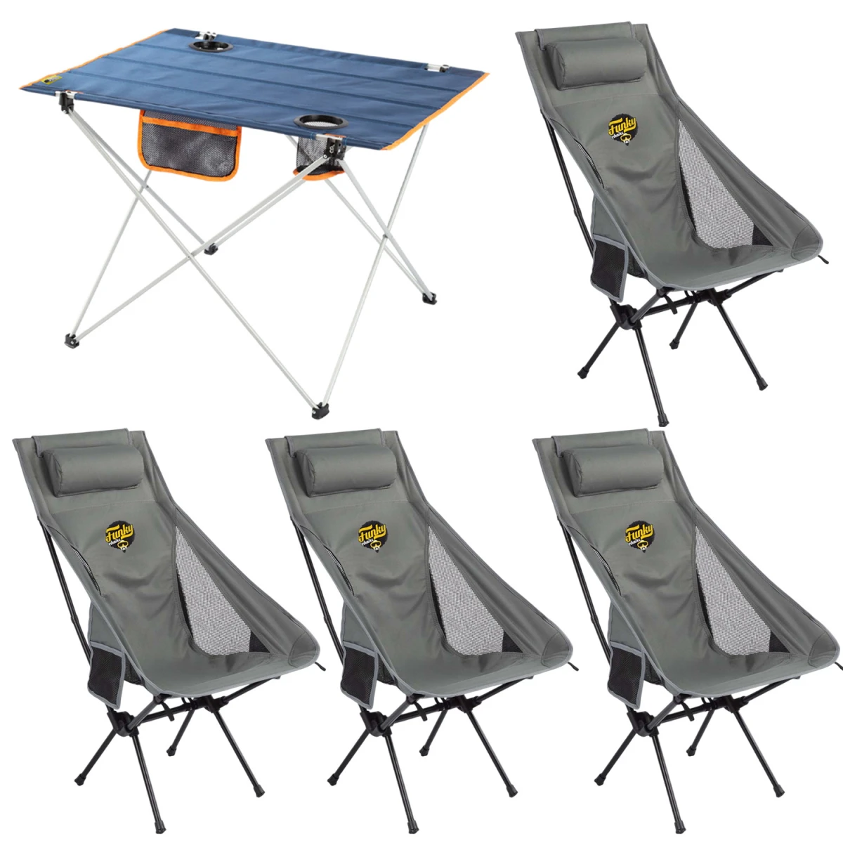 4 Adet Sky Ultralight Katlanabilir Kamp Sandalyesi + Ultralight Katlanabilir Masa