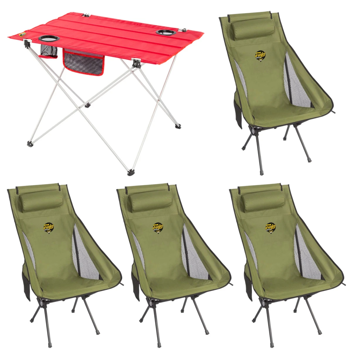 4 Adet Sky Ultralight Katlanabilir Kamp Sandalyesi + Ultralight Katlanabilir Masa