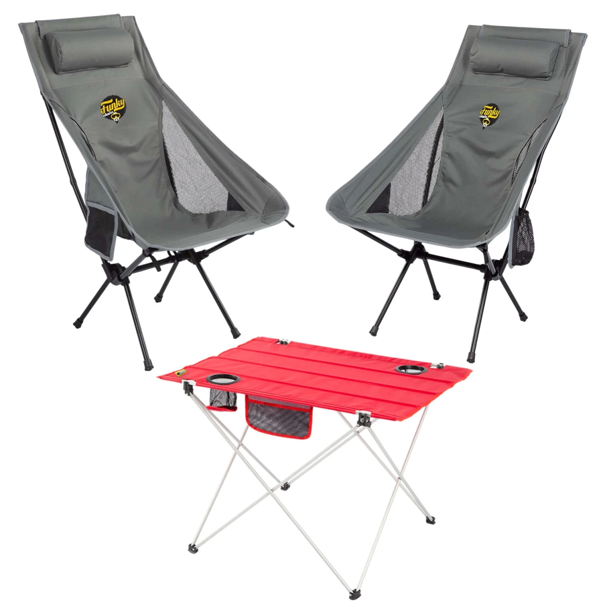 2 Adet Sky Ultralight Katlanabilir Kamp Sandalyesi + Ultralight Katlanabilir Masa
