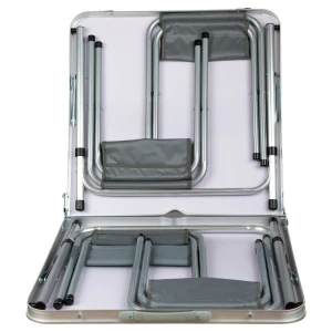 FUNKY CHAIRS Tabureli Katlanabilir Piknik Masası Seti -Ahşap Desen