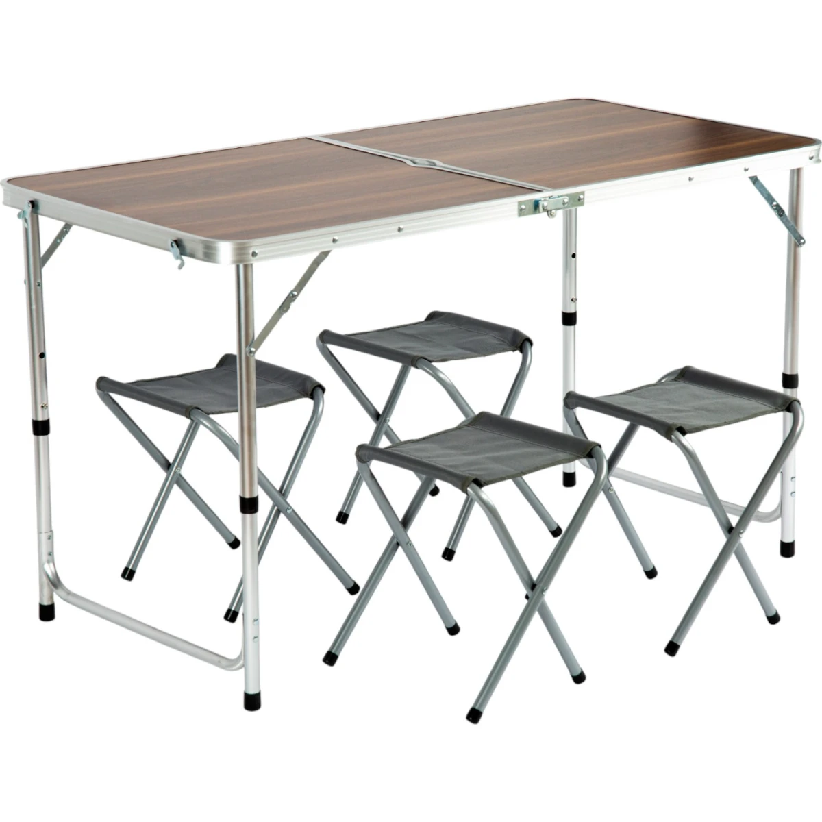 FUNKY CHAIRS Tabureli Katlanabilir Piknik Masası Seti -Ahşap Desen