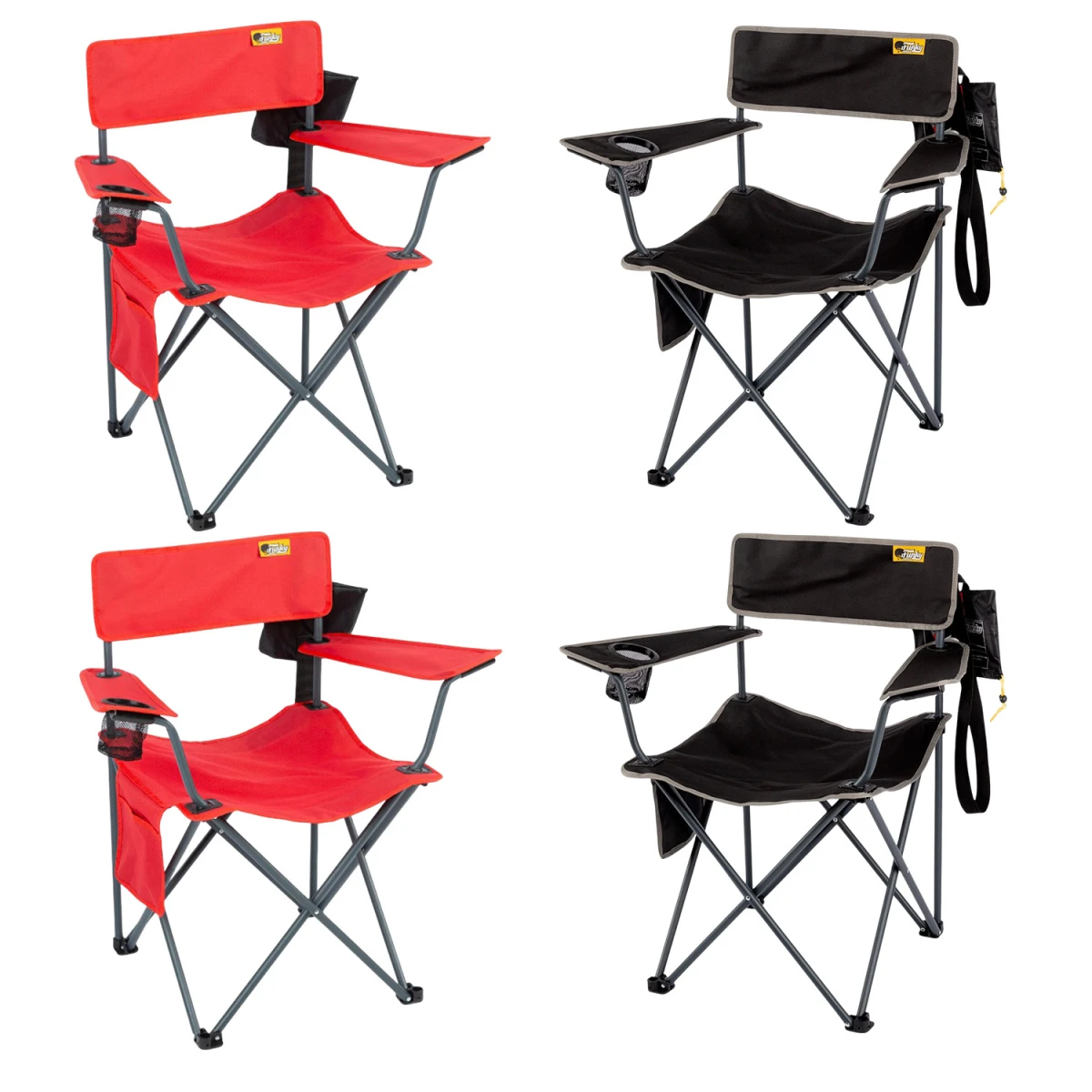 FUNKY CHAIRS Camper Katlanabilir Kamp Piknik Sandalyesi 2 Kırmızı - 2 Siyah