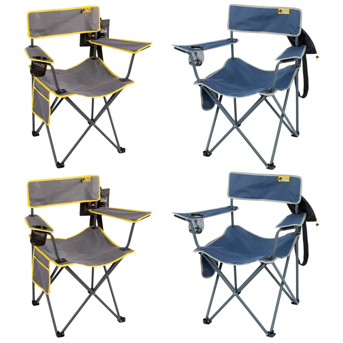 FUNKY CHAIRS Camper Katlanabilir Kamp Piknik Sandalyesi 2 Gri + 2 Lacivert