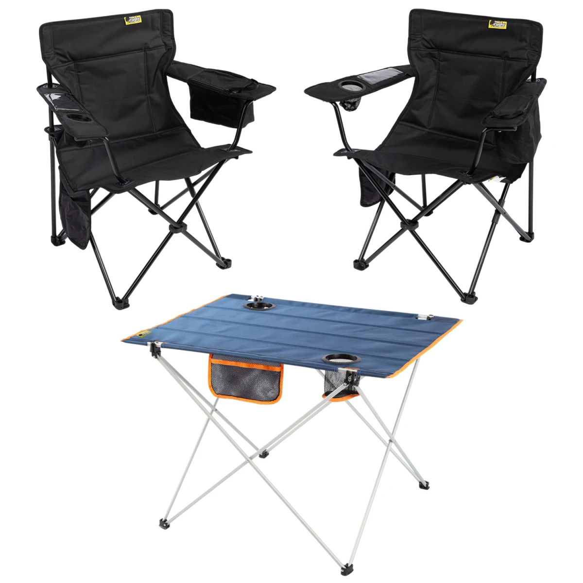 2 Adet Cool Ice Lüks Kamp Sandalyesi + Ultralight Katlanabilir Masa - Siyah+Lacivert