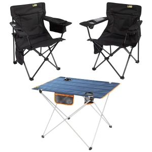 2 Adet Cool Ice Lüks Kamp Sandalyesi + Ultralight Katlanabilir Masa - Siyah+Lacivert