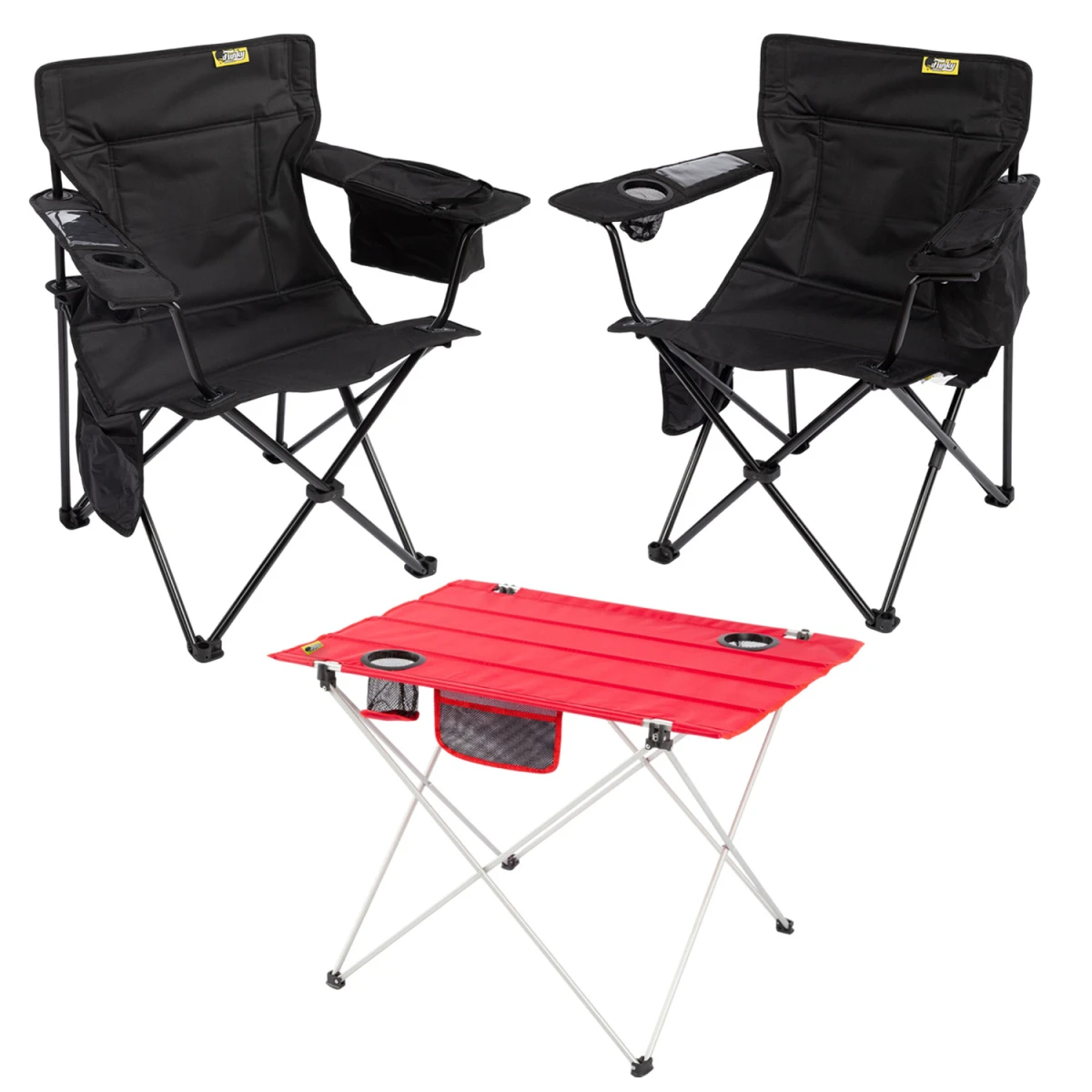 2 Adet Cool Ice Lüks Kamp Sandalyesi + Ultralight Katlanabilir Masa - Siyah+Kırmızı