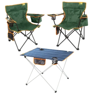 2 Adet Cool Ice Lüks Kamp Sandalyesi + Ultralight Katlanabilir Masa - Petrol Yeşili+Lacivert