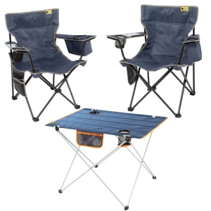 2 Adet Cool Ice Lüks Kamp Sandalyesi + Ultralight Katlanabilir Masa - Lacivert+Lacivert