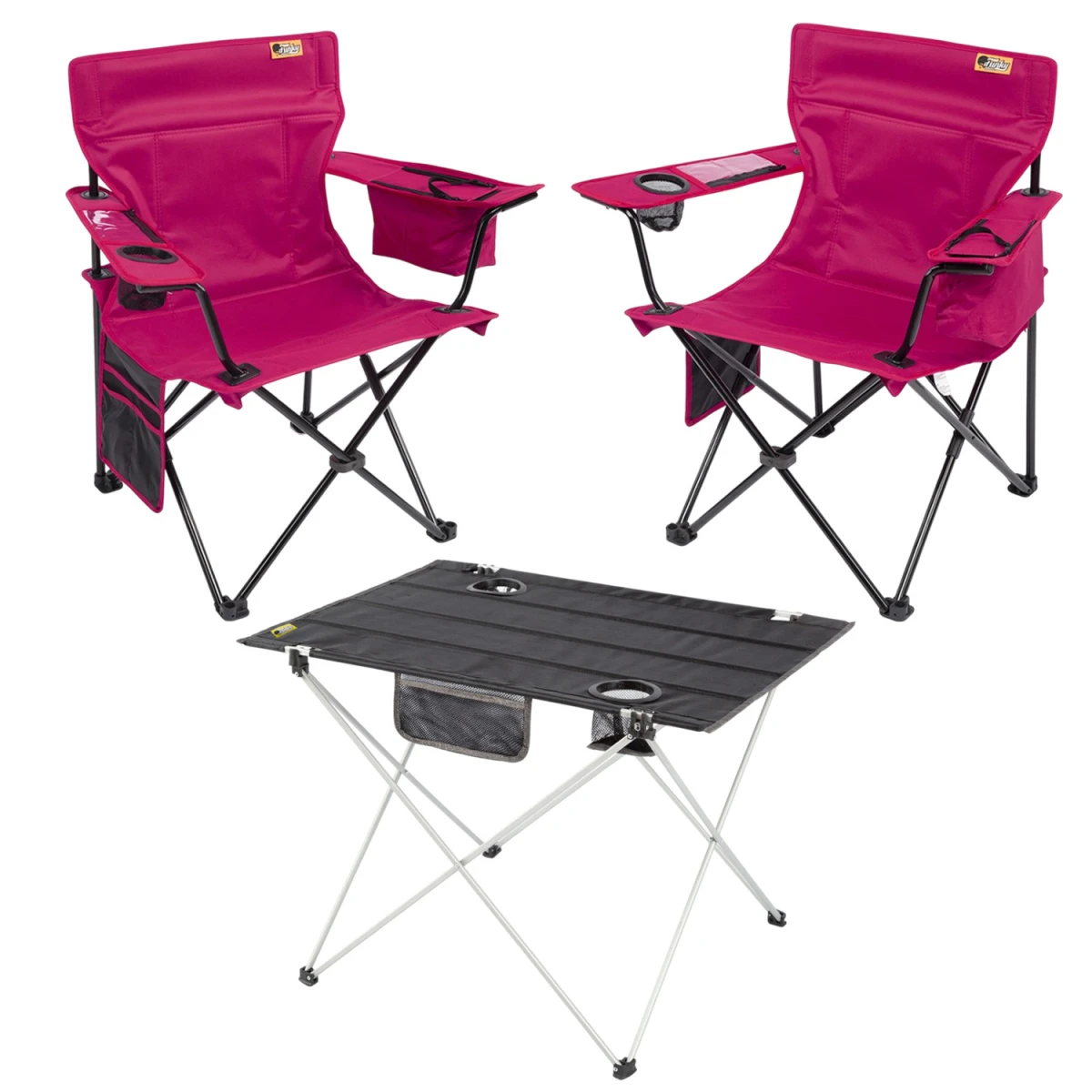 2 Adet Cool Ice Lüks Kamp Sandalyesi + Ultralight Katlanabilir Masa - Fuşya+Siyah