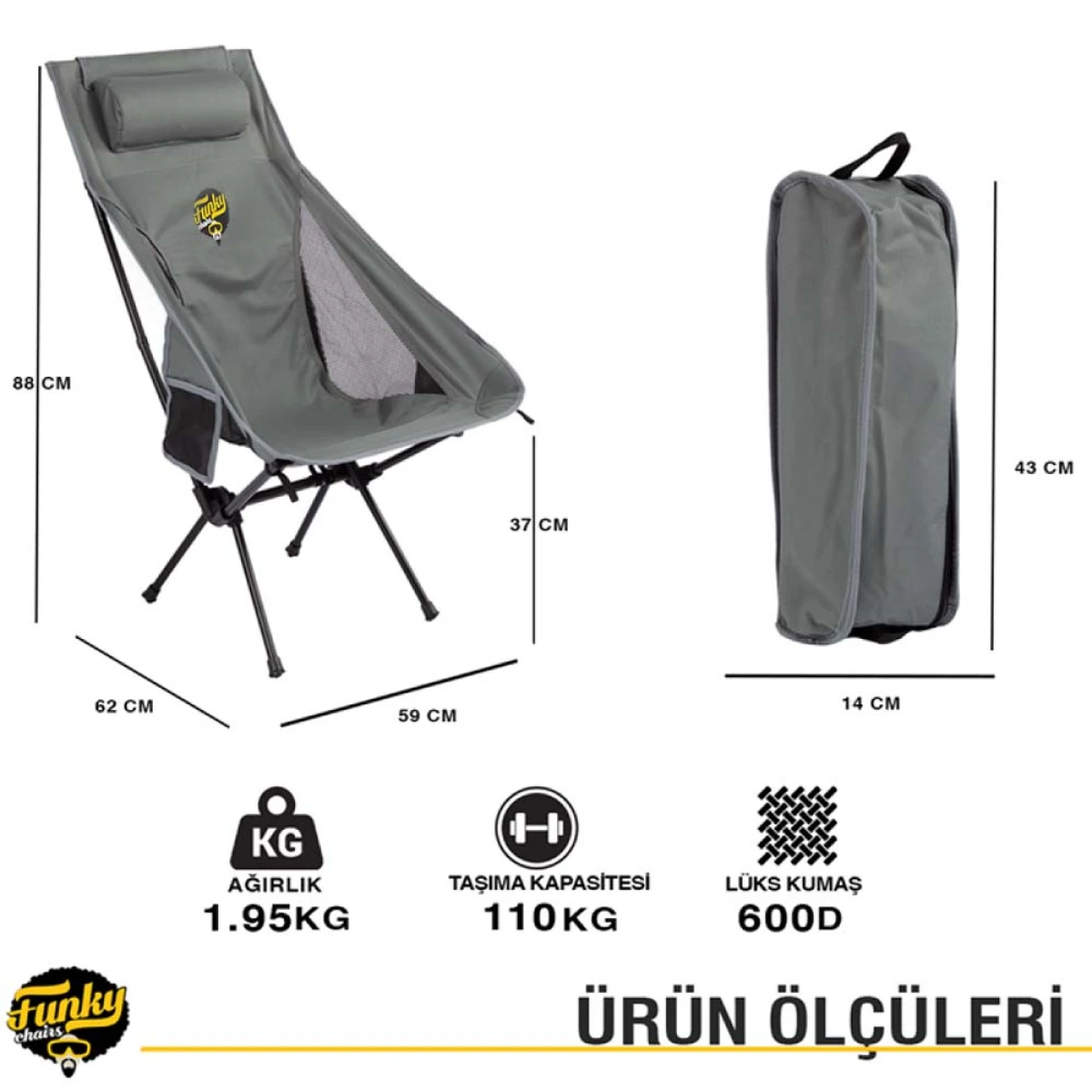 2 Adet Sky Ultralight Katlanabilir Kamp Sandalyesi + Ultralight Katlanabilir Masa