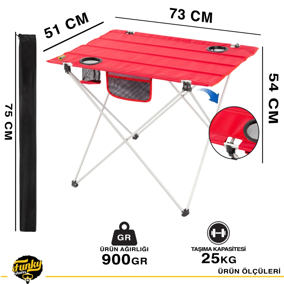 4 Adet Sky Ultralight Katlanabilir Kamp Sandalyesi + Ultralight Katlanabilir Masa