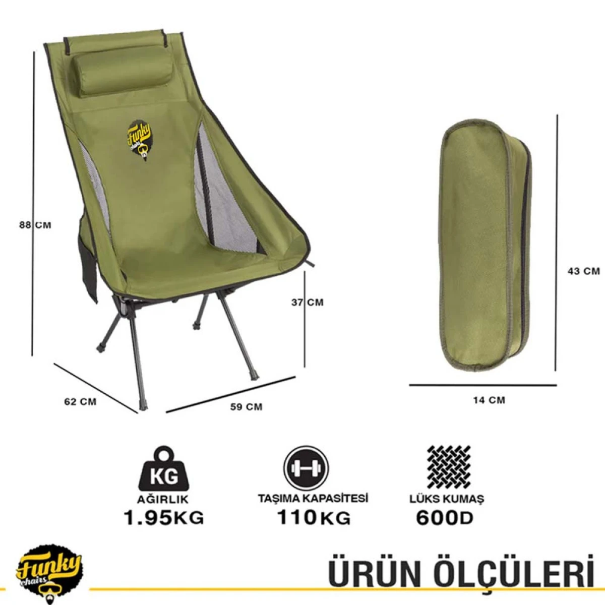 4 Adet Sky Ultralight Katlanabilir Kamp Sandalyesi + Ultralight Katlanabilir Masa