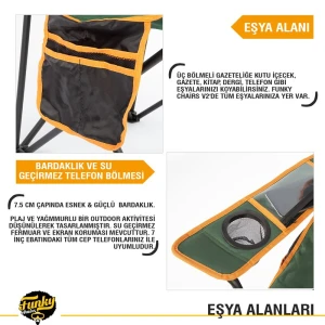 FUNKY CHAIRS Cool Ice Petrol Yeşili/Sarı Lüks Kamp Sandalyesi