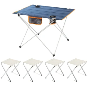 FUNKY CHAIRS Ultralight Katlanır Kamp Masası + 4 Adet Katlanabilir Tabure