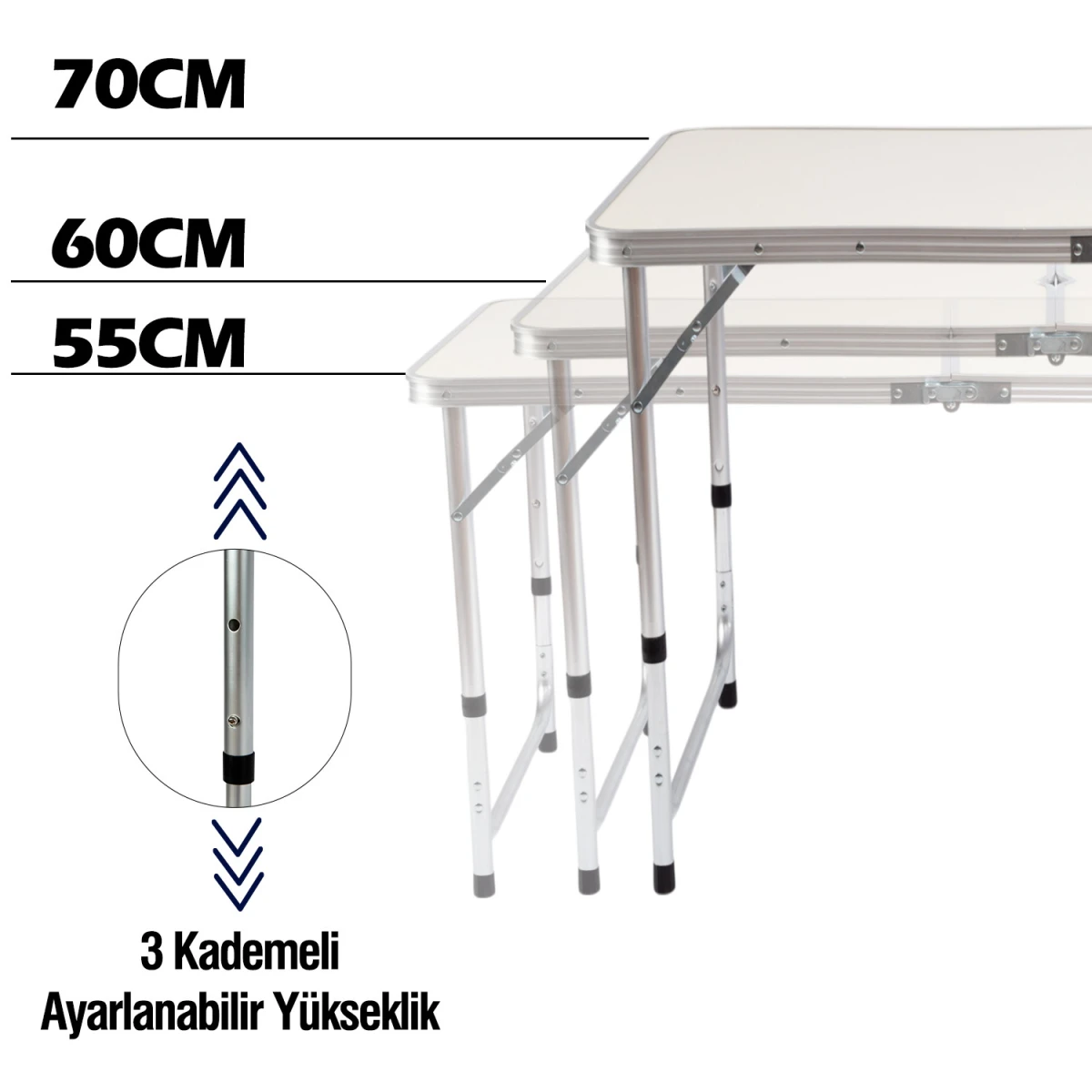 FUNKY CHAIRS Şemsiyeli Katlanabilir Piknik Masası - Gri