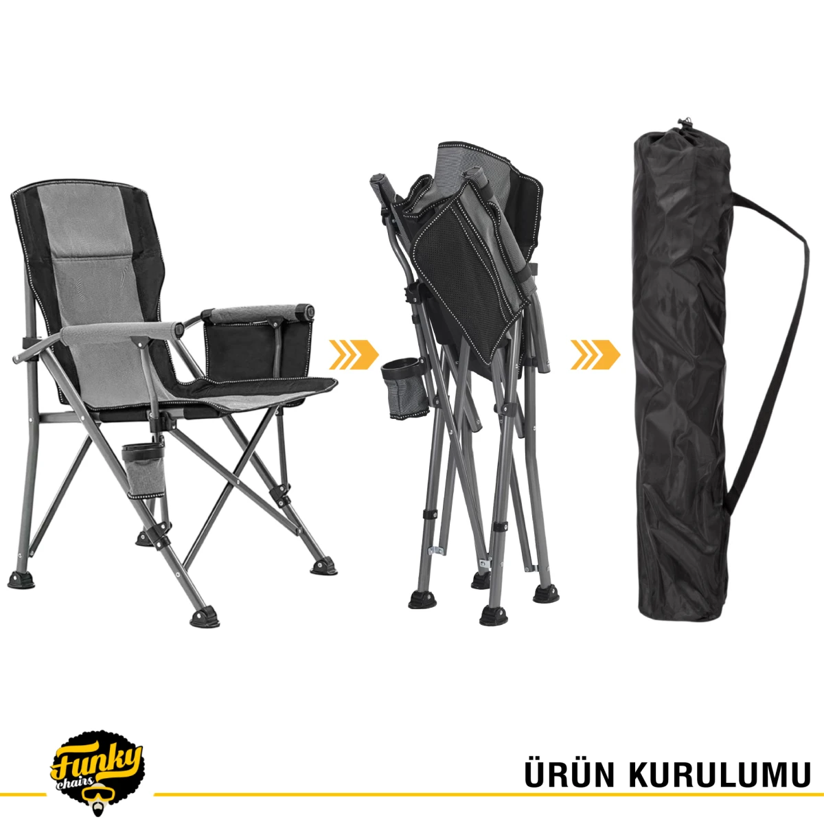 FUNKY CHAIRS River Side Katlanabilir Kamp Sandalyesi - Gri