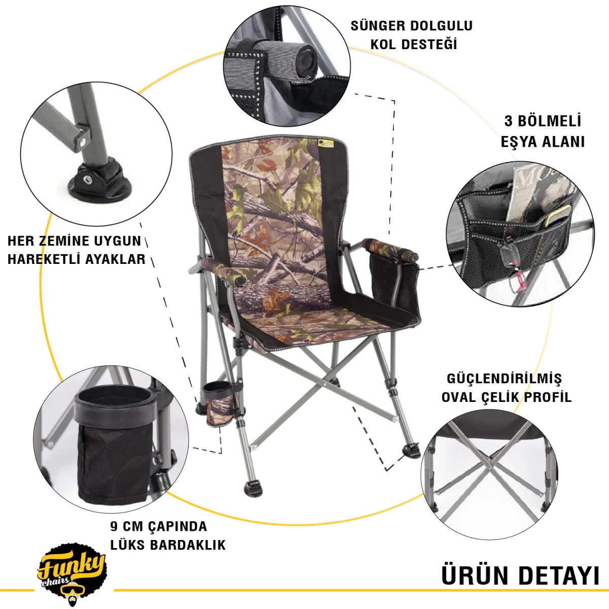 FUNKY CHAIRS River Side Katlanabilir Kamp Sandalyesi - Kamuflaj