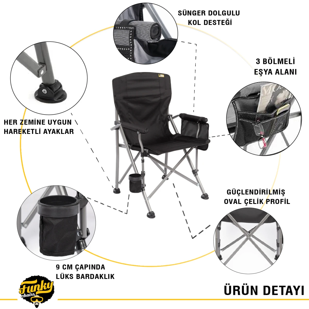FUNKY CHAIRS River Side Katlanabilir Kamp Sandalyesi - Siyah