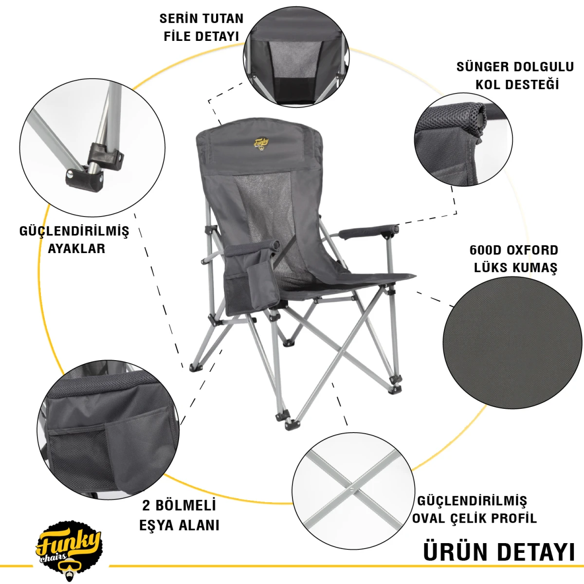 FUNKY CHAIRS Big Small Kamp Sandalyesi - Gri