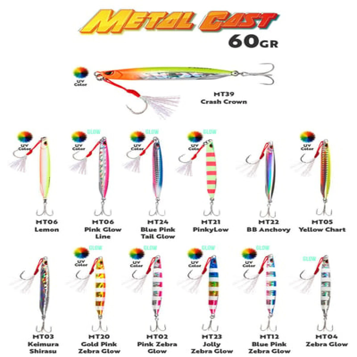 Fujin Metal Cast 60gr Shore Jig Metal Yem - MT04 Zebra Glow