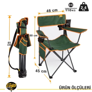 FUNKY CHAIRS Camper Katlanabilir Kamp Piknik Sandalyesi - Petrol Yeşili (2 Adet)