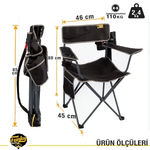 FUNKY CHAIRS Camper Katlanabilir Kamp Piknik Sandalyesi - Siyah (4 Adet)