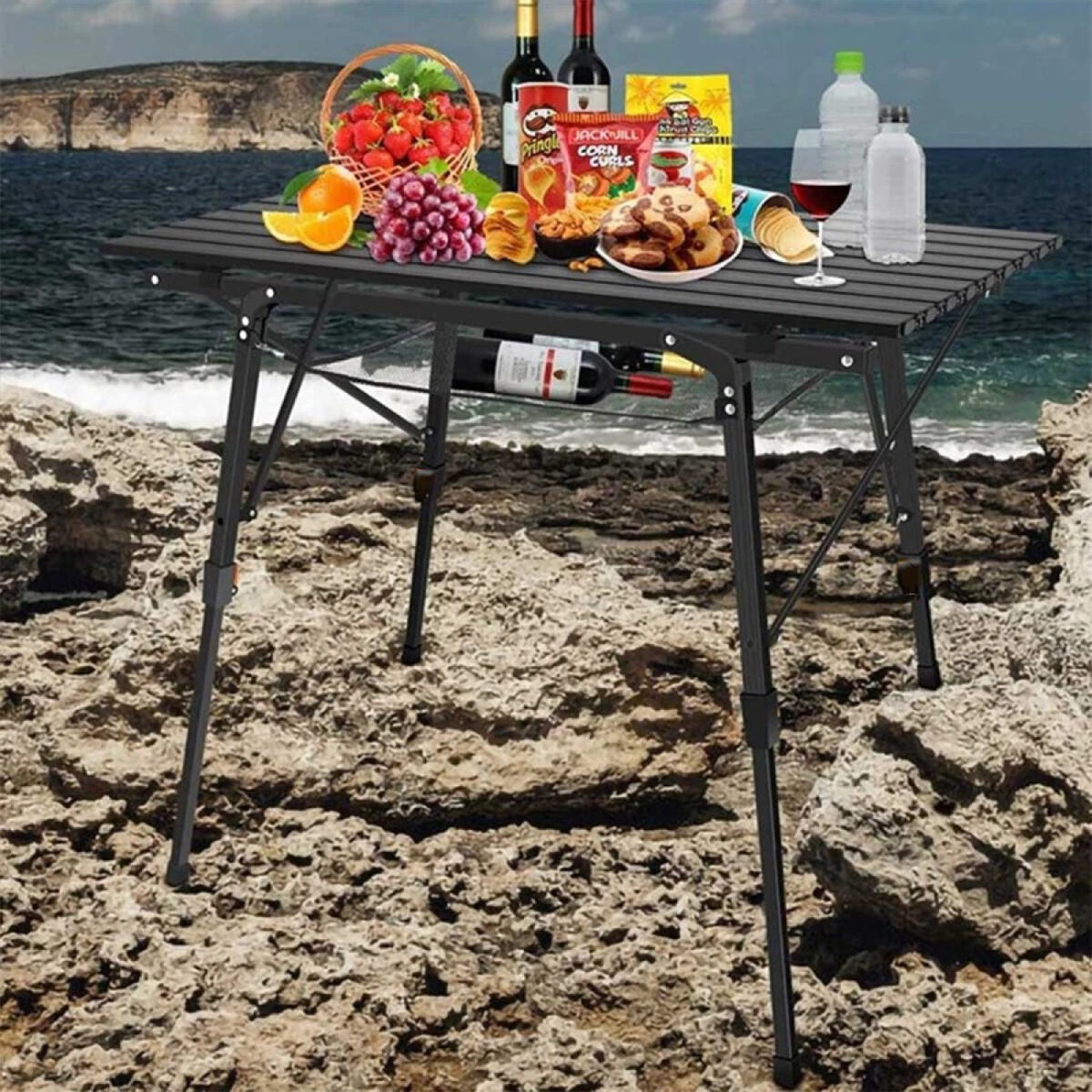 FUNKY CHAIRS Elite Alüminyum Teleskopik Ayaklı Kamp Piknik Masası - Siyah