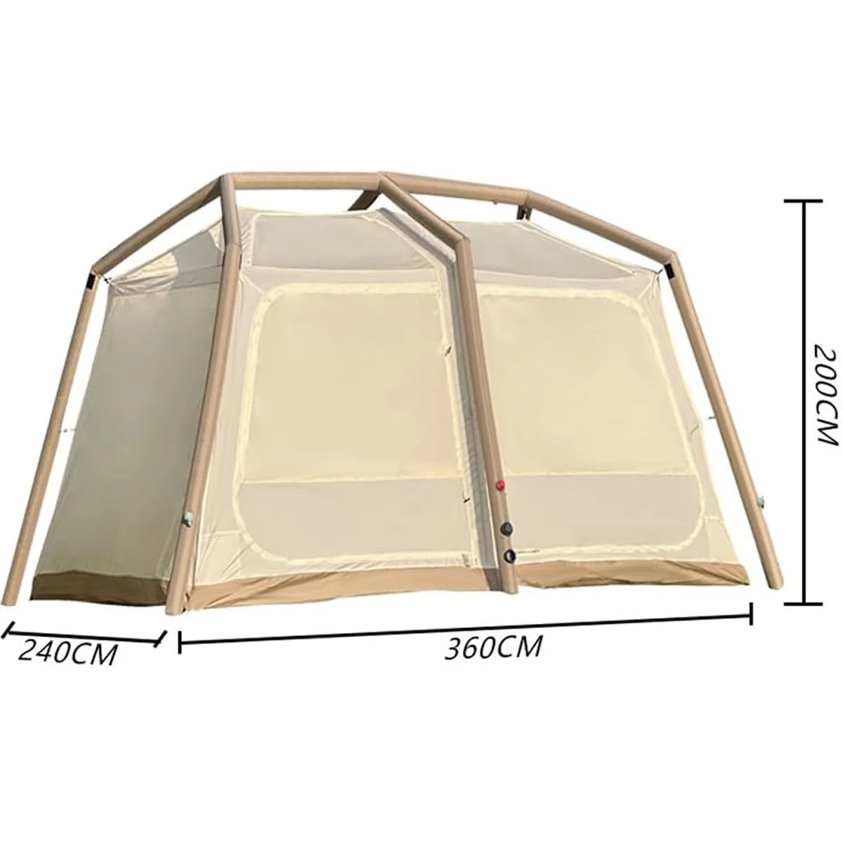 FUNKY CAMP Tenteli Şişme Çadır (8,64 m2) 360X240X200cm 200D Oxford Su Geçirmez Kumaş 4-8 Kişilik