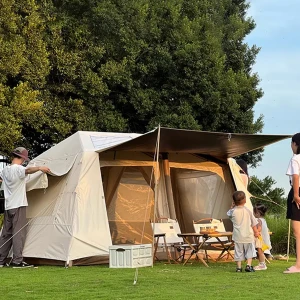 FUNKY CAMP Tenteli Şişme Çadır (8,64 m2) 360X240X200cm 200D Oxford Su Geçirmez Kumaş 4-8 Kişilik