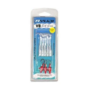 Ryuji V8 8cm 5.5gr Silikon Yem - RED HEAD WHITE SILVER