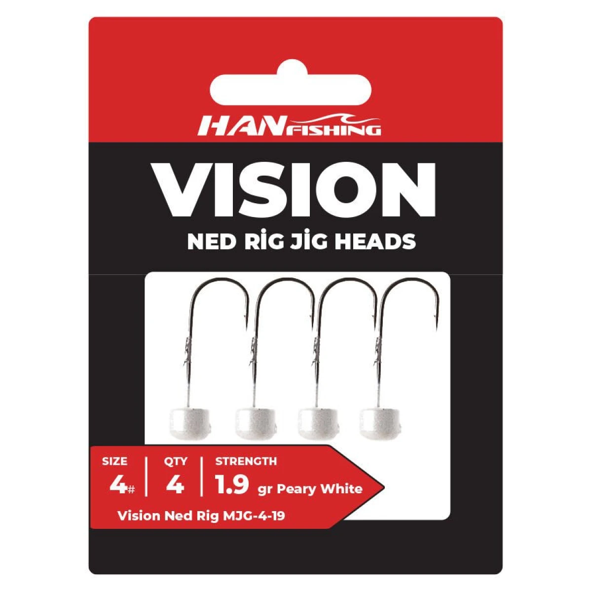 Hanfish Vision Ned Rig Peary White Jighead 3,3 gr - 4 ADET