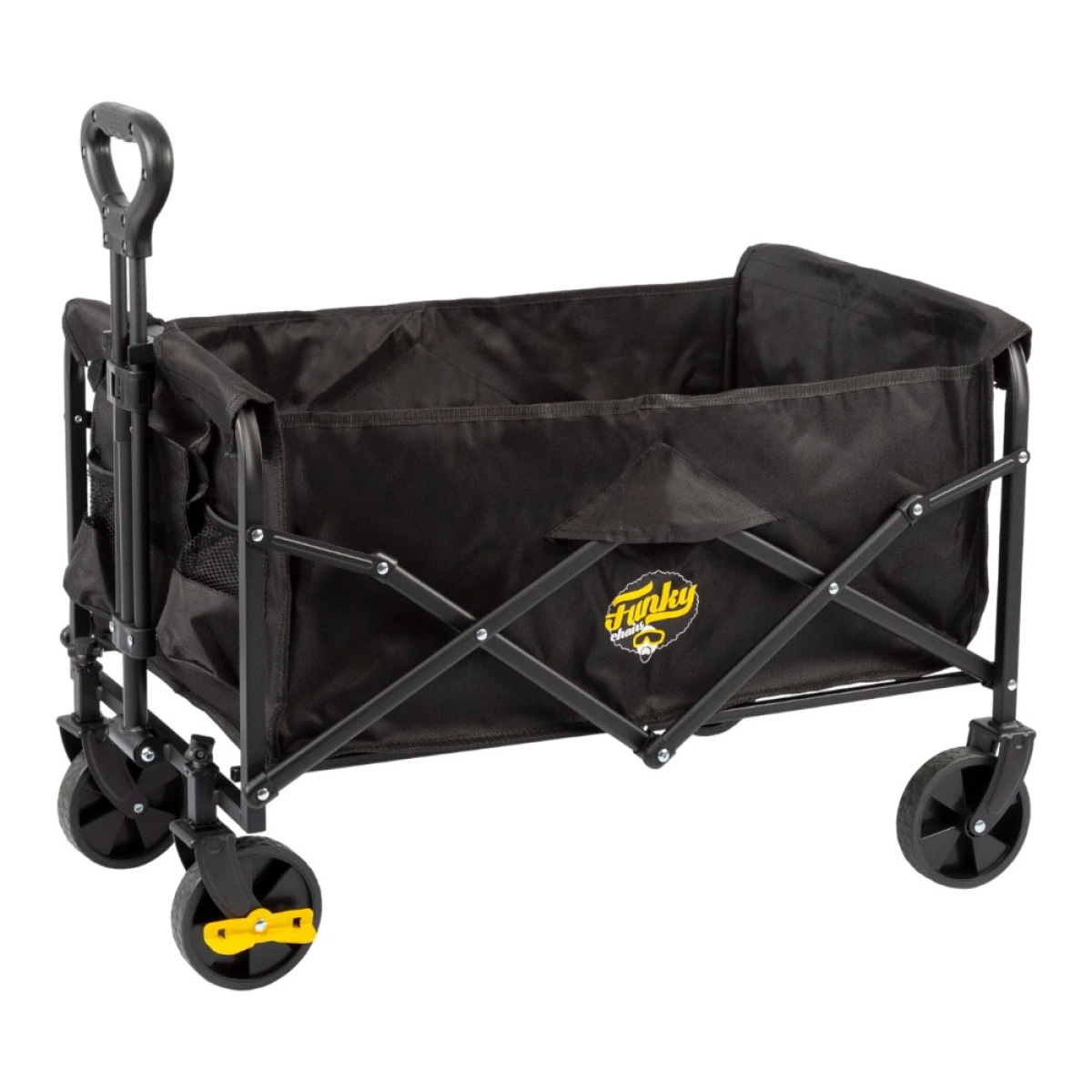 FUNKY CHAIRS 65 Litre Fren Sistemli, Rulmanlı, L Boy Katlanır Vagon Plaj Taşıma ve Kamp Arabası - Siyah