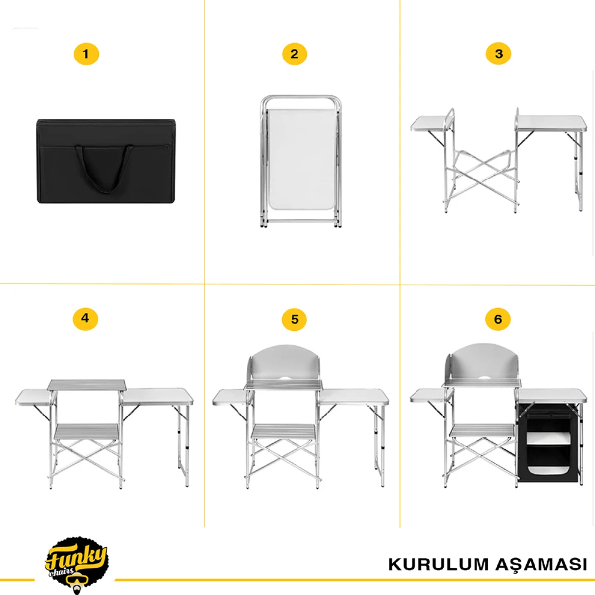 FUNKY CHAIRS Katlanabilir Alüminyum Portatif Kamp Mutfağı