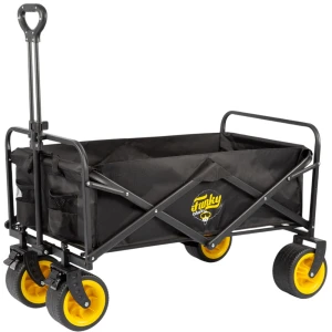 FUNKY CHAIRS 100 Litre Fren Sistemli, Rulmanlı, Kalın Teker, XL Boy Katlanır Vagon Plaj Taşıma ve Kamp Arabası - Siyah