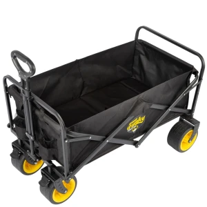 FUNKY CHAIRS 100 Litre Fren Sistemli, Rulmanlı, Kalın Teker, XL Boy Katlanır Vagon Plaj Taşıma ve Kamp Arabası - Sarı Jant