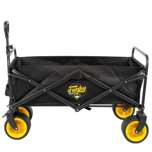 FUNKY CHAIRS 100 Litre Fren Sistemli, Rulmanlı, Kalın Teker, XL Boy Katlanır Vagon Plaj Taşıma ve Kamp Arabası - Siyah