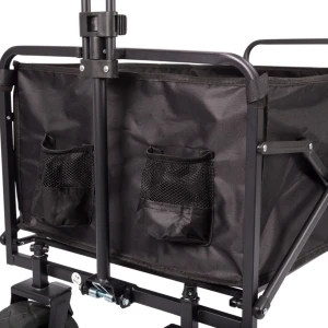 FUNKY CHAIRS 95 Litre Fren Sistemli, Rulmanlı, Kalın Teker, XL Boy Katlanır Vagon Plaj Taşıma ve Kamp Arabası - Siyah