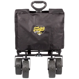 FUNKY CHAIRS 95 Litre Fren Sistemli, Rulmanlı, Kalın Teker, XL Boy Katlanır Vagon Plaj Taşıma ve Kamp Arabası - Siyah