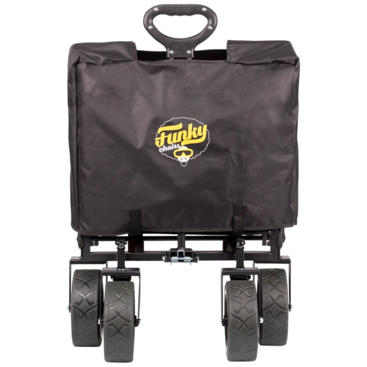 FUNKY CHAIRS 95 Litre Fren Sistemli, Rulmanlı, Kalın Teker, XL Boy Katlanır Vagon Plaj Taşıma ve Kamp Arabası - Siyah