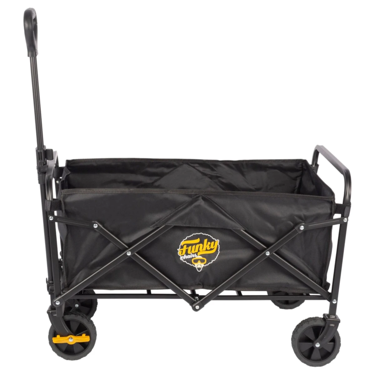 FUNKY CHAIRS 60 Litre Fren Sistemli, Rulmanlı, L Boy Katlanır Vagon Plaj Taşıma ve Kamp Arabası - Siyah